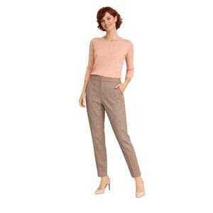 2/$30 ZARA  Slim Fit Plaid Trousers Size 2 Brown Viscose & Polyester Blend